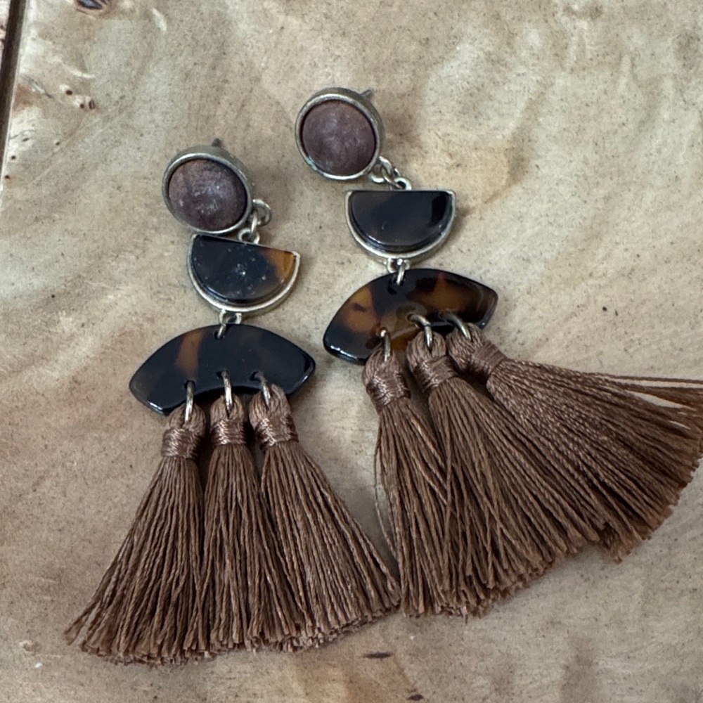 Brown Tassel Drop Earrings